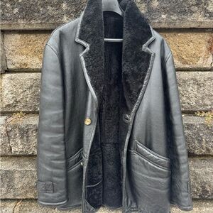 Vtg Shearling Leather Coat Men’s Large , made in ITALY